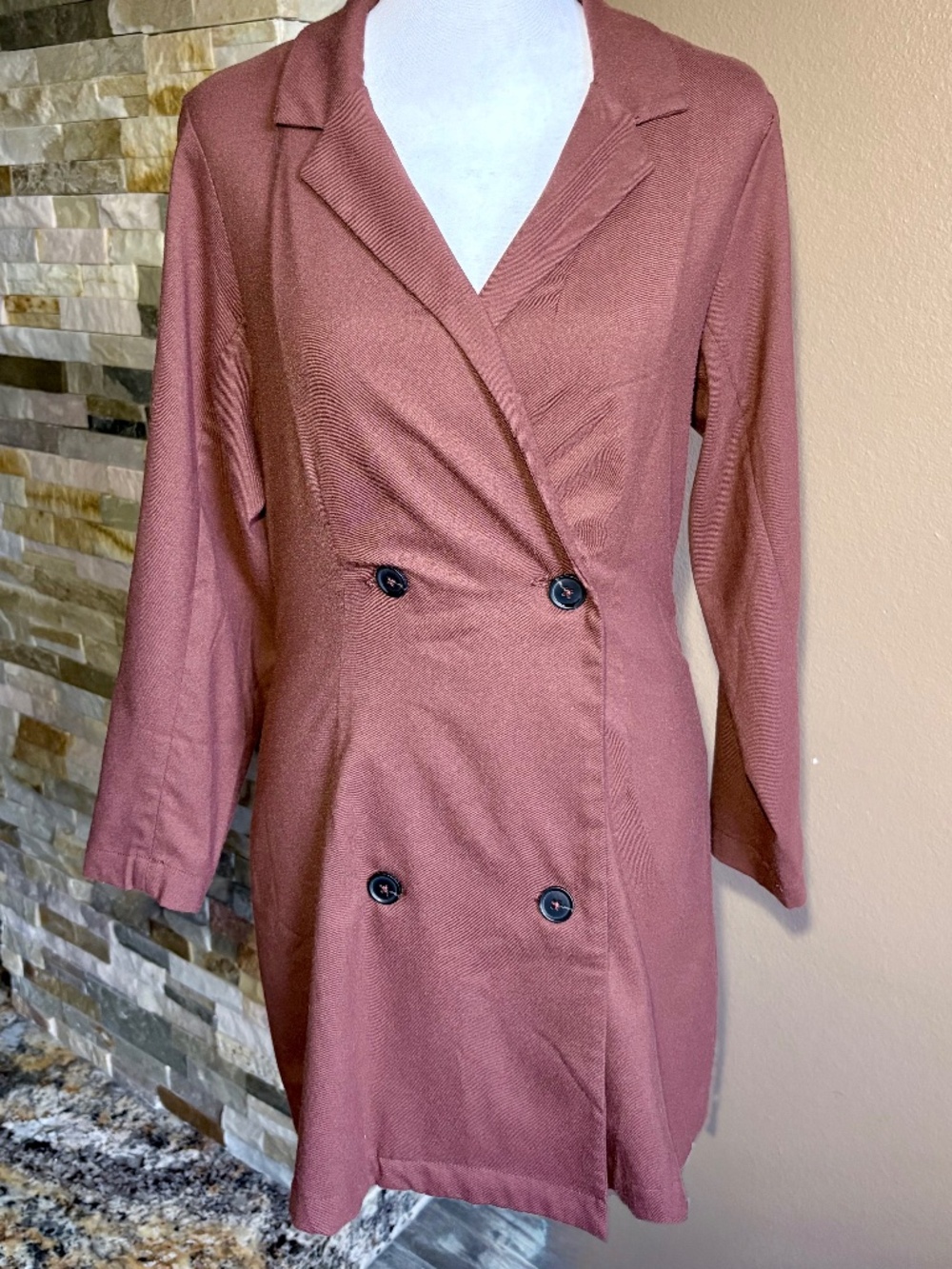 Abercrombie & Fitch Double Breasted Long Sleeve Blazer Mini Dress-Size MP